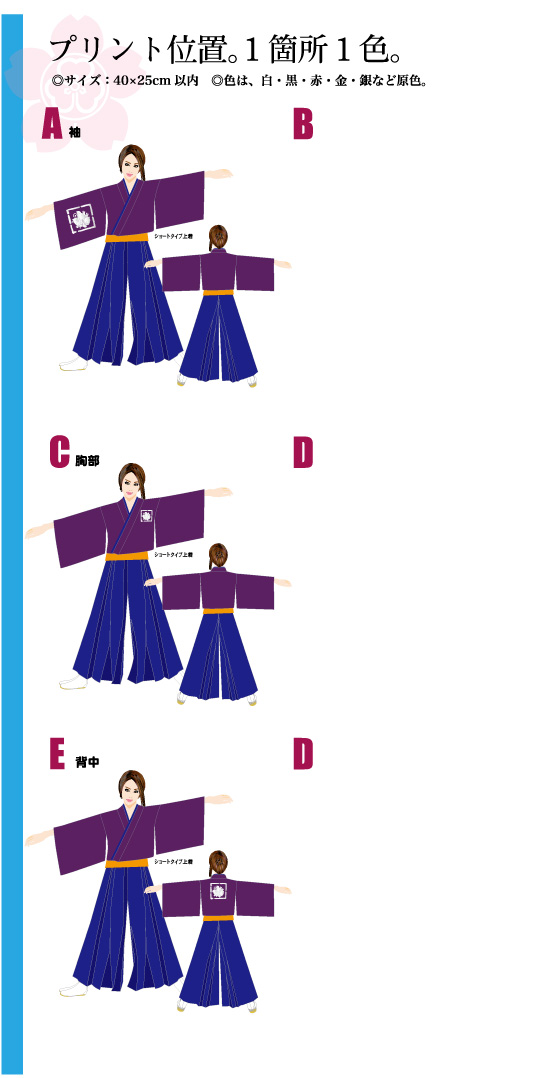 よさこい衣装激安舞セットDプリント位置